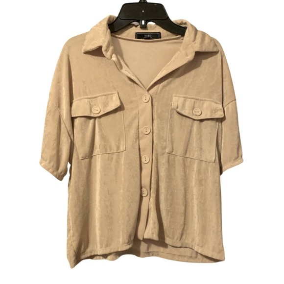 Vibe Tops - VIBE Tan Button up shirt